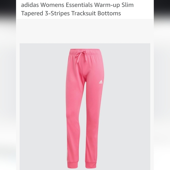 Adidas Womens Essentials Warm-Up Slim Tapered 3 Stripes Tracksuit Bottoms Sz L - Picture 2 of 9